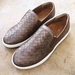 AETREX Women's Kenzie Slip On Shoes Embossed Leather Bronze